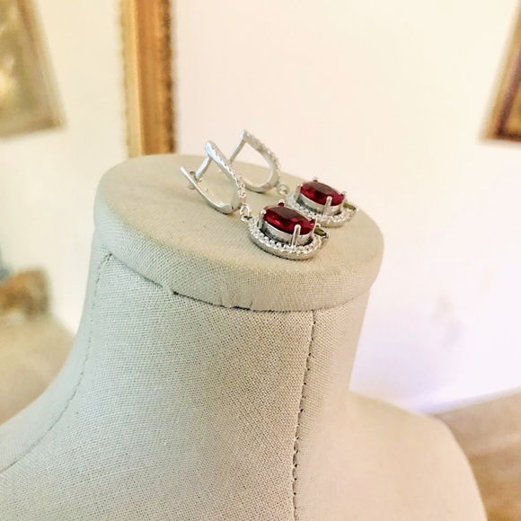Beautiful Silver Ruby Peridot Citrine Earrings - Picture 14 of 17
